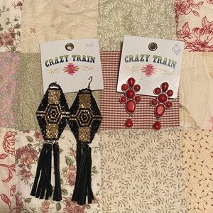 Crazy Train Black and Gold Geometric Earrings